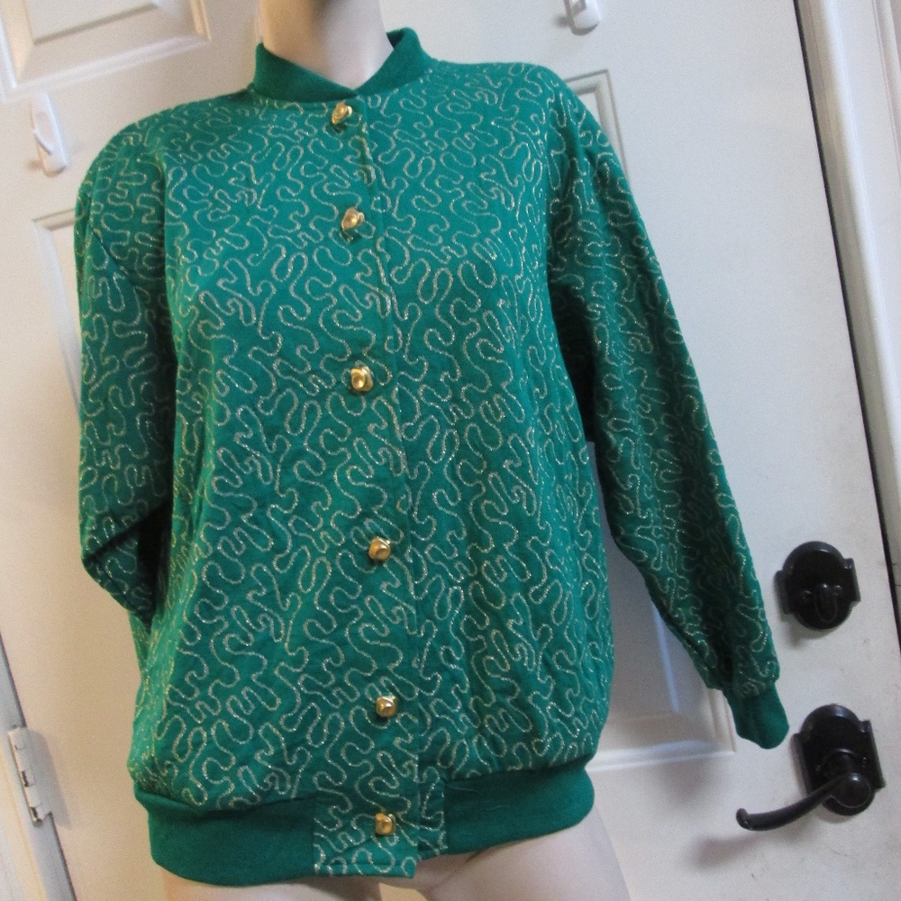 Vintage GRAFF Green sweater  cardigan Sz S